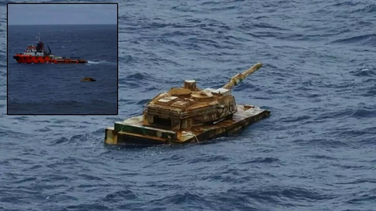 Denizde yüzen gizemli tank görenleri hayrete düşürdü