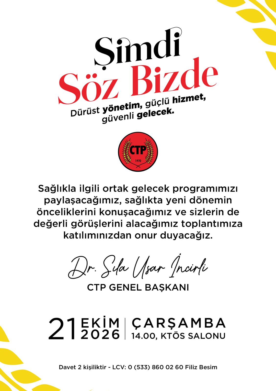 CTP, sağlık politikaları alanında “Ortak Gelecek Programı'nı" tanıtacak