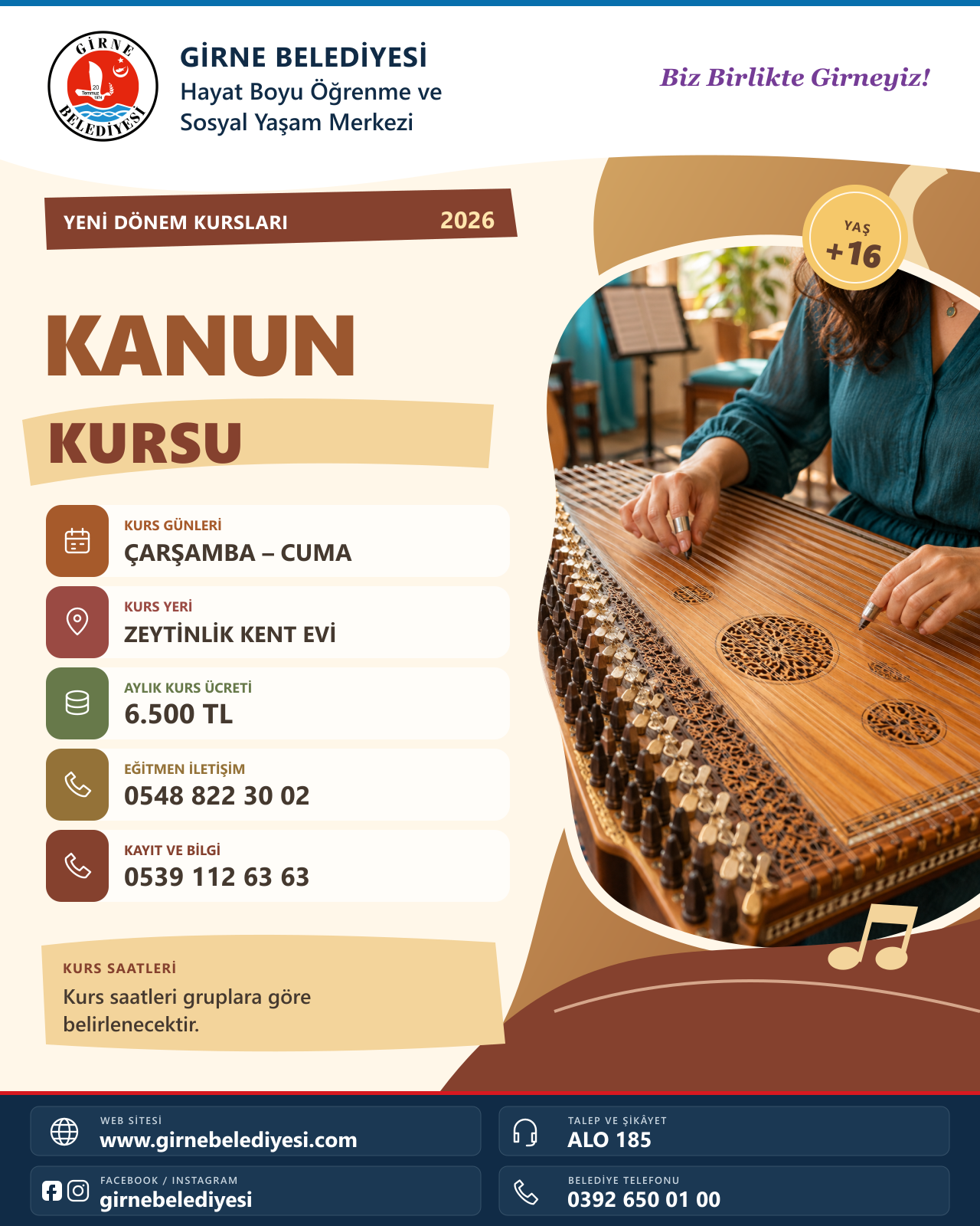 Girne Belediyesi yeni dönem müzik kurs kayıtları başladı